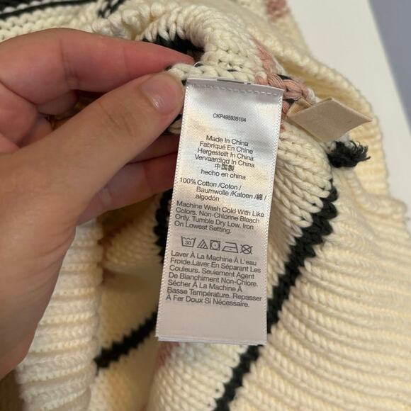 NWT Madewell Cotton Crewneck Sweater in Stripe In Dark Loden Stripe Size XXS - Picture 6 of 7